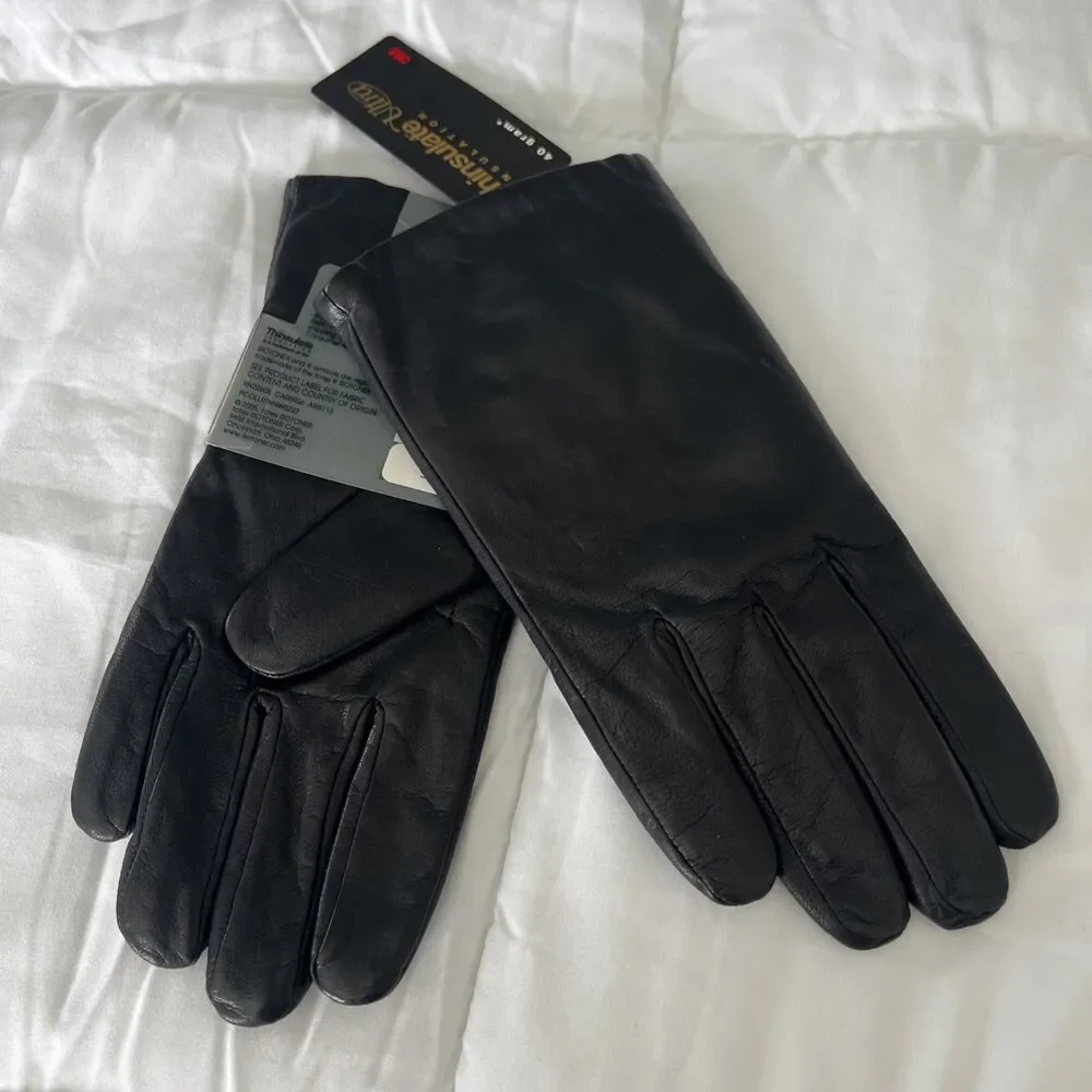 Women’s winter Isotoner ultra thinsulated Lined Black Leather Gloves Size 8 NWT - Picture 8 of 11